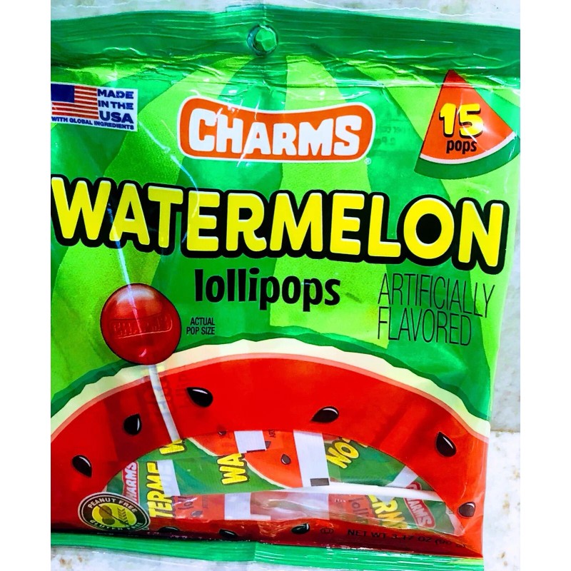 Charms-15 Watermelon Lollipop. 3.17oz/90g USA Item-SHIPS N 24 HOURS