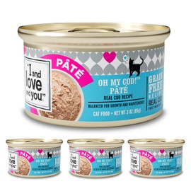 I AND LOVE AND YOU Wet Cat Food - Oh My Cod Pâté - Cod Recipe, Grain Free, Filler Free, 3oz Pack of 4 Cans