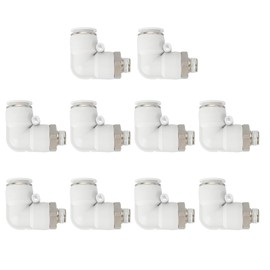 PATIKIL Push to Connect Fitting, 2 Pack Pneumatic Air Elbow Quick Connector 1/4" PT Male Thread x 14mm Tube 90 Degree Connect Tubing Elbow Air Tube Fitting Pneumatic Quick Adapter, White