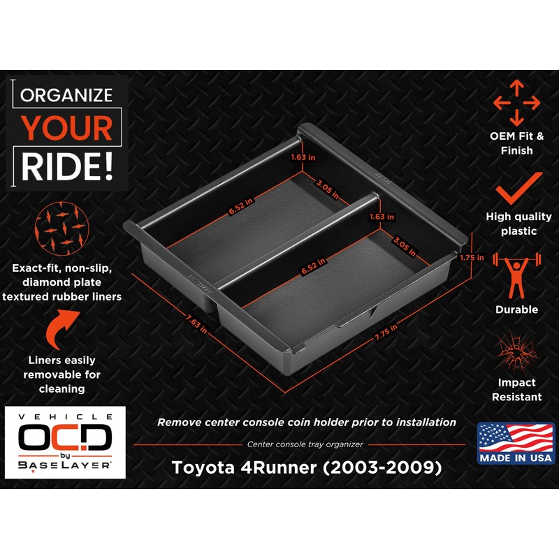 Vehicle OCD - Center Console Organizer Tray for Toyota 4Runner