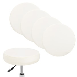 M METERXITY 4-Pack Bar Stool Covers Round, for 12-14 Inch Chair Waterproof PU Seat Covers with Elastic Bands for Bar Stool/Round Cushion [Beige]