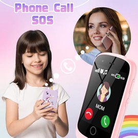 PTHTECHUS® teléfono Celular para niños y niñas Juguetes con Llamadas, cámara Juegos música audiolibros Video Despertador Tablero de Dibujo Pantalla tá