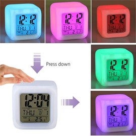 7 Color Change LED Digital Alarm Clock with Date Alarm Thermometer Home Desktop Child Alarm Clock Mushroom