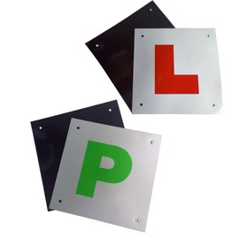 Magnetic L Plates for Car UK, Magnetic P Plates for Car UK,Learner Plates Magnetic with 16 Suction Cups,Night Reflective Material,Reusable,Waterproof,Easy Installation(4 Pack）