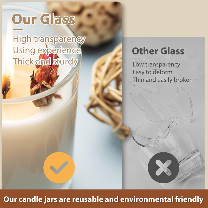 SHOWIN 8 OZ Thick Candle Jars for Making Candles 15