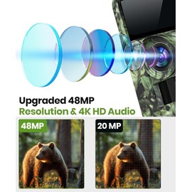 Trail Camera 4K 48MP Game Camera with 32GB Memory Card No Glow Infrared LEDs with 98ft Night Vision Motion Activated Waterproof