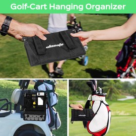 ACHIX Golf Bag Organizer,Unique Golf Gifts for Men & Women,Golf Club Accessories Holder, Ball,Tees,Valuables Glove,Marker Set,Divot Tool,Golf Shag Bag Pouch,Travel Cosmetic Case(Black)