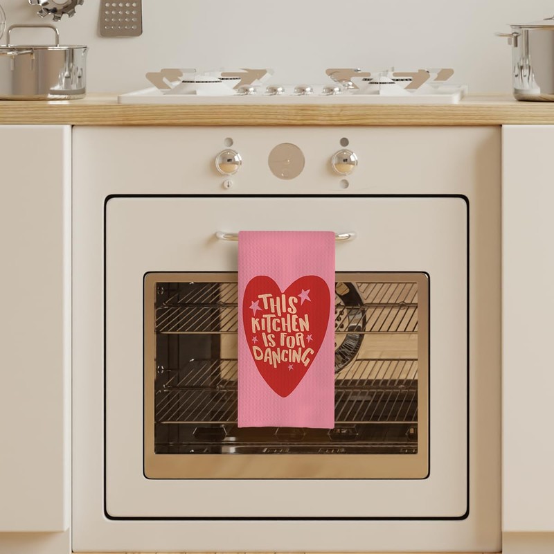 uinwk This Kitchen is for Dancing Funny Kitchen Towels, Pink