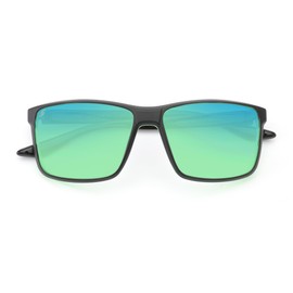 JFXQDR Men's Polarized Sunglasses with Big heads, XL Square Driving Fishing Running Sun Glasses UV Blocking RFS8207 (Black Frame Green Lens)