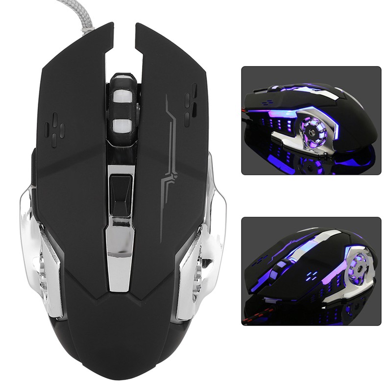 Mechanical Wire Game Mouse Mute USB Black 4-Way Roller Desktop