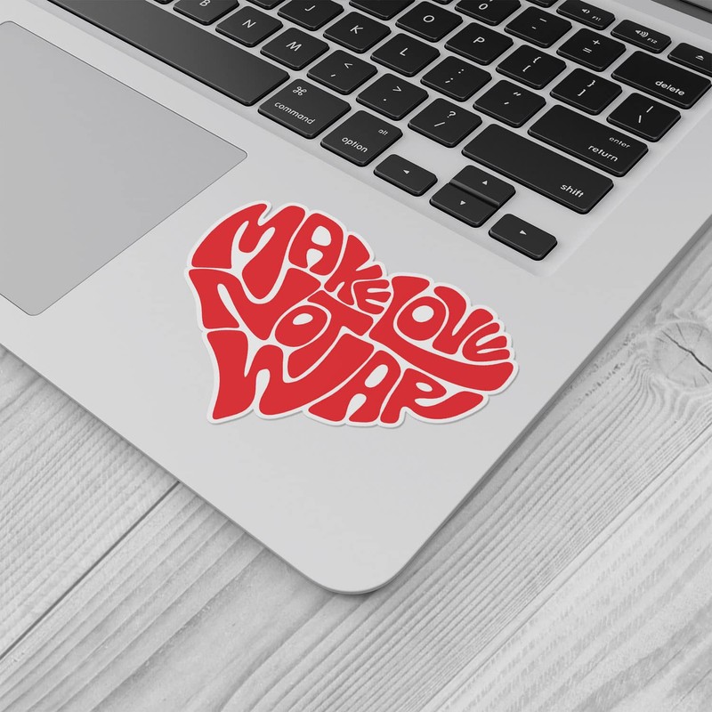 Make Love Not War Heart Vinyl Decal Bumper Sticker