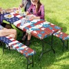 Binienty American Flag Picnic Table Cover with Bench Cover Set