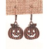 Antiqued Copper Jack-O-Lantern Pumpkin Earrings