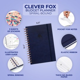 Clever Fox Budget Planner Spiral – Expense Tracker Notebook – Monthly Budgeting Organizer, Finance Logbook & Accounts Book to Control Your Money – Undated Bill Tracker, 6.3x8.4” (Dark Blue)