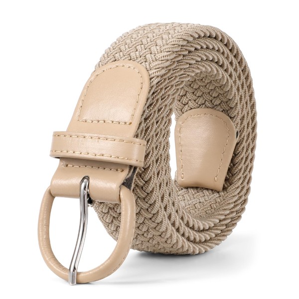 JASGOOD Women Braided Woven Elastic Stretch Belt Leather Covered Buckle