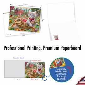 The Best Card Company - 20 Adorable Cat Greeting Cards (4 x 5.12 Inch) - Blank Assortment (10 Designs, 2 Each) - Paws Gone Wild-Cats AM9618OCB-B2x10