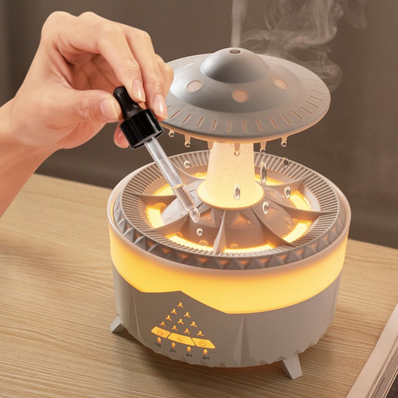 Water Drip Aromatherapy Diffuser 7 Color Light Mushroom Rain Humidifier