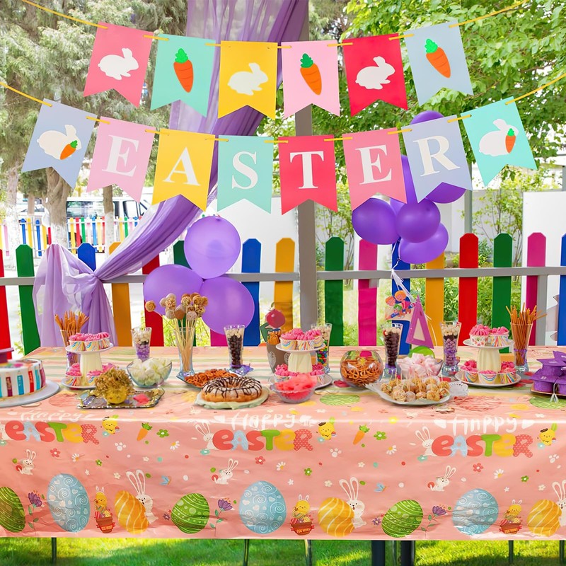 Happy Easter Tablecloth, Easter Tablecloth Cloth, Easter Colourful Egg Cartoon