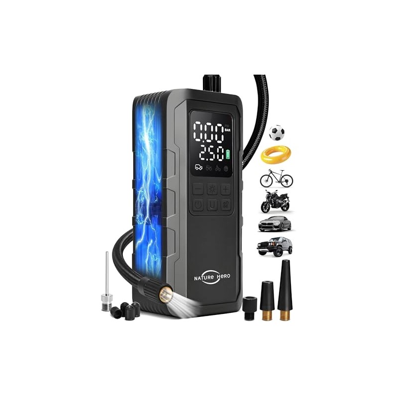 Nature Hero Portable Tire Inflator - 7500mAh Cordless Air Compressor