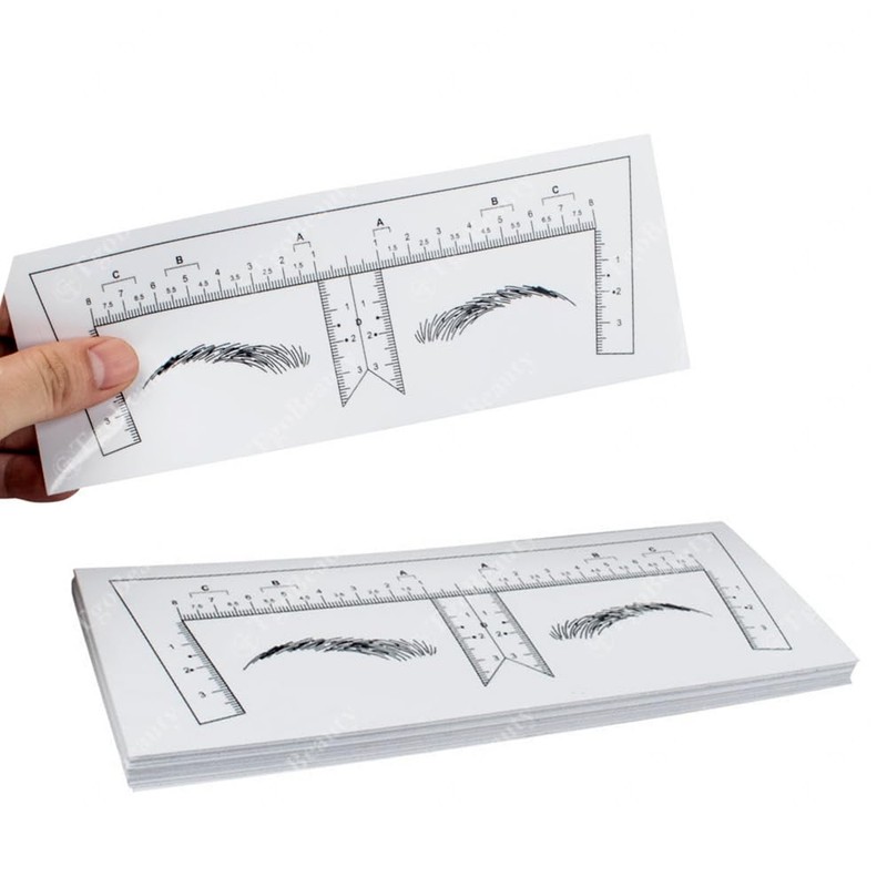 50pcs Disposable Tattoo Eyebrow Ruler Sticker with Brow Shape Eyebrow