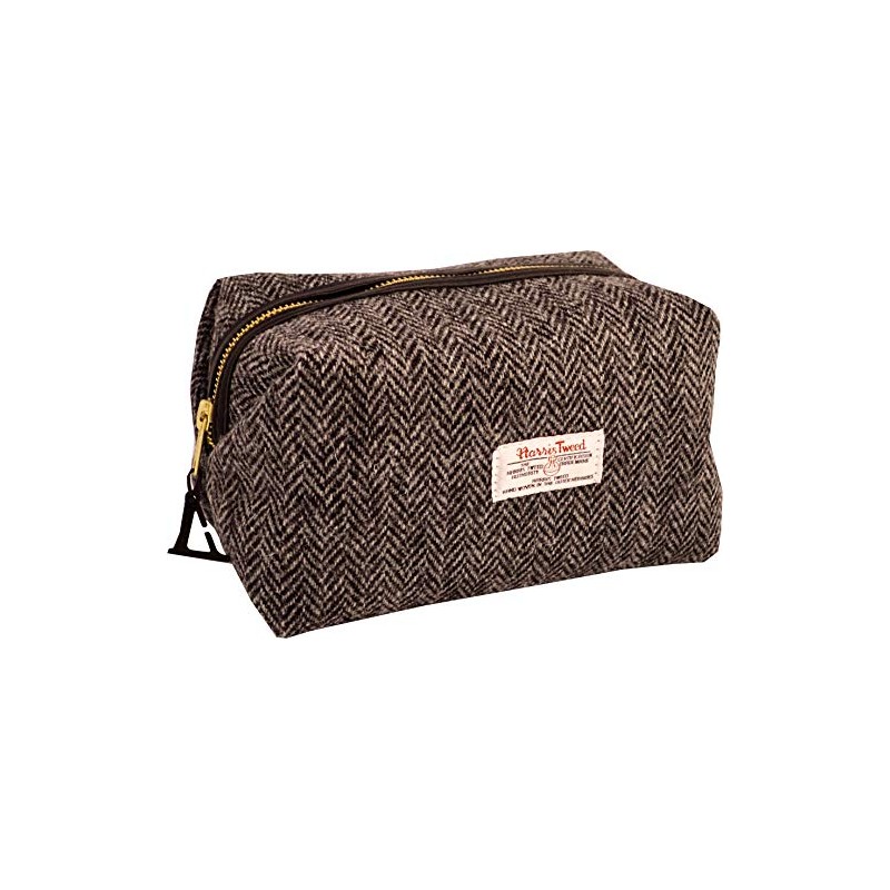 Vagabond Bags Harris Tweed Herringbone Medium Boxy Holdall Bag, Black