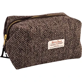 Vagabond Bags Harris Tweed Herringbone Medium Boxy Holdall Bag, Black & White, 23 cm