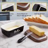 ALELION Black Butter Dish with Lid and Knife for Countertop