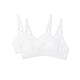 Fruit of the Loom Women's Lightly Lined Wire-Free Bra, White/White 2-Pack, 38C