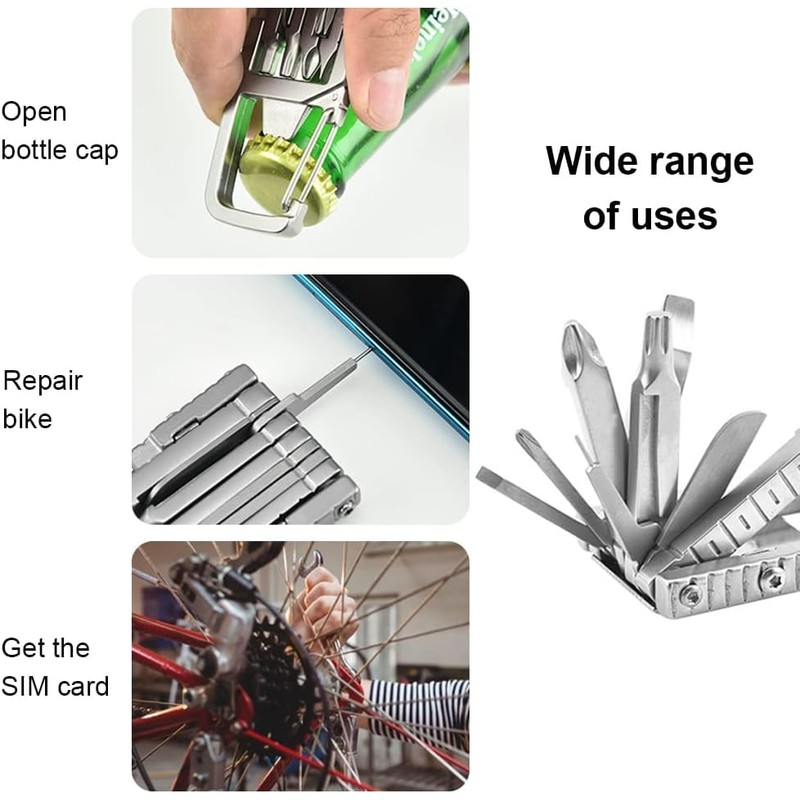 Key Ring Multitool, 12 in 1 Foldable Multitool Stainless Steel