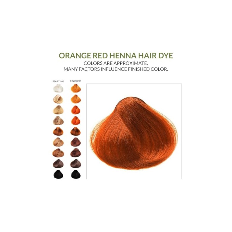 Tinte para el cabello de henna rojo y naranja -