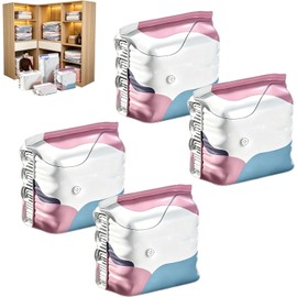 No Pump Vacuum Storage Bags, Large Capacity Vacuum Bags No Pump Needed, Press & Seal Compression Bags for Clothes, Comforters, Bedding, Travel Home Organization (4Pcs, 50 × 70 × 30 cm)