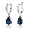 Salanda Blue CZ Drop Earrings, 18K White Gold Plated Dangle