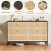 Jocoevol Rattan Dresser for Bedroom with 6 Drawers, Wide Chest