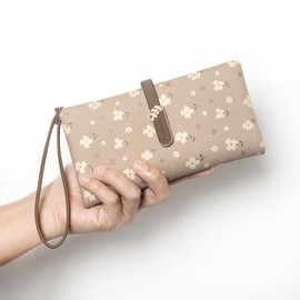 UTO Wallets for Women Wristlets PU Leather Card Holder ID Windows Zip Pockets Fashion Flowers Purse CA