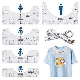 YiyuanHe 5PCS T-Shirt Alignment Rulers, Center Design Guide Tool for Vinyl Heat Press, Adult Youth Toddler Infant