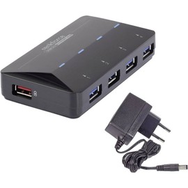 Renkforce 4+1 Port USB 3.0-Hub with Schnellladeport, with Status-LEDs black