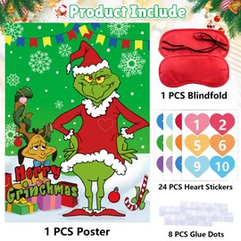 AINECON Pin the Heart on the Christmas Game Christmas Party Game for Kids Outdoors Indoors for Christmas Party Decorations.