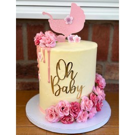 Oh Baby Cake Topper - Gold Acrylic Baby Shower Cake Decoration For Gender Reveal Party/Baby Booth Props Party Photo Decorations