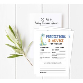 Inkdotpot 50 Prediction Cards For Baby Shower Game Dinosaur Jungle Animals Party Supplies Fun Baby Shower Game Favors