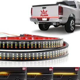 JCWIN AUTO 60" Tailgate Strip TRIPLE LED Tail+STROBE-BRAKE+Sequential Turn Signal+Reverse Light, Universal Fit for F-150/250, Silverado, Tundra.