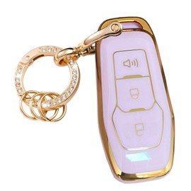WENHENI for Ford Key Fob Cover with Keychain Fit for Ford Explorer 2016 2017 Smart Key Shell (Pink)