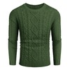 Runcati Men's Chunky Knit Cable Knit Pullover Autumn Winter Crew