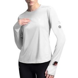 Womens Long Sleeve Workout Tops Golf Shirts for Woman UPF 50+ UV Sun Protection SPF Shirts Quarter Zip Pullover (US, Alpha, X-Large, Regular, Regular, White)