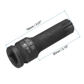 uxcell 1/2" Drive x M19(19mm) Impact Triple Square Spline Bit Socket, Metric 3" Length, CR-MO Steel Use with Impact Drivers or Hand Ratchets