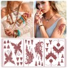 HOWAF 9 Sheets Brown Red Temporary Tattoos for Women, Waterproof