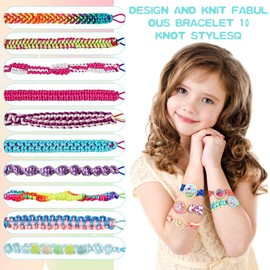 GENHH Friendship Bracelets Craft Set, Creative Friendship Bracelets Make Your Own Set for Children from 6 Years - Craft Set for Girls, Making Bracelets, Fun to Design Friendship Bracelets (Blue)