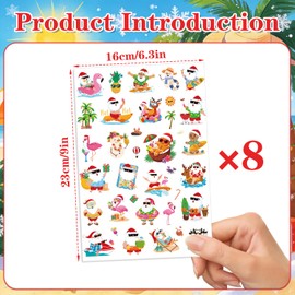 Gameza Tropical Christmas Temporary Tattoos - 200+ Santa in July Party Decorations Favors Supplies, Summer Christmas Funny Tattoo Stickers Gifts Party Decor Rewards