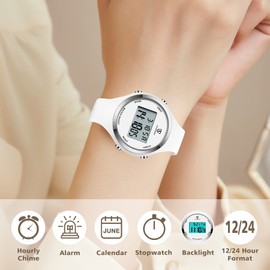 Womens Watch, Digital Watches for Women Indigo Montre Femme Female Elegant Wrist Watch Resin Strap Women's Watch with Calendar Alarm Clock Chronograph