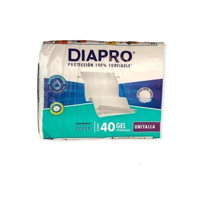 Diapro Gel Pañales Predoblado Para Adultos 40 Pieza Unitalla