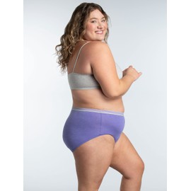 Fruit of the Loom Women's Eversoft Cotton Underwear Multipacks, Tag Free & Breathable, Available in Plus Size, Brief-Assorted Colors May Vary, 14